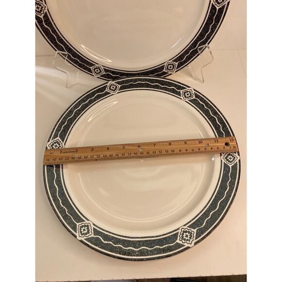 Vintage Majesticware Black Diamond by Sakura, Sue Zipkin 1994, chop plates set/2 - Picture 2 of 4